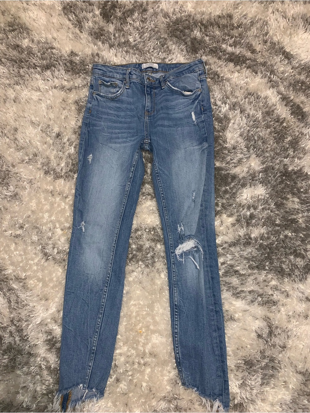 Zara Light Blue Distressed Skinny Jeans